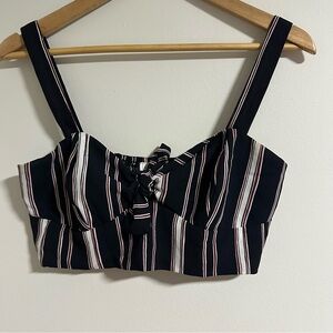 Emory Park Navy Striped Crop Top